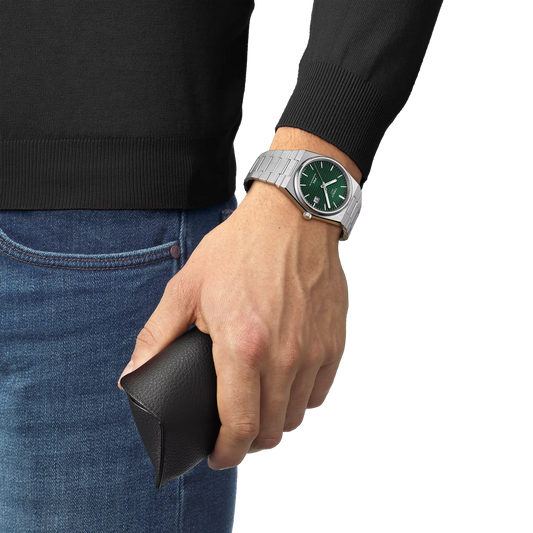 Tissot PRX Powermatic 80 T137.407.11.091.00 – Orologio automatico verde 40 mm, cassa acciaio, vetro zaffiro, fondello a vista