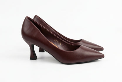 Décolleté Classiche a Punta in Pelle Bordeaux – Tacco Medio Rocchetto