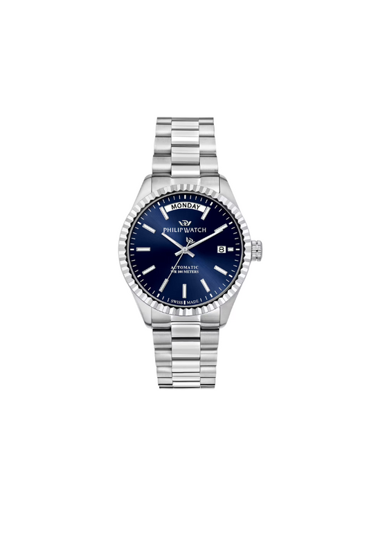 Philip Watch Caribe R8223597109 – Automatico Swiss Made Day-Date Blu 39mm Uomo