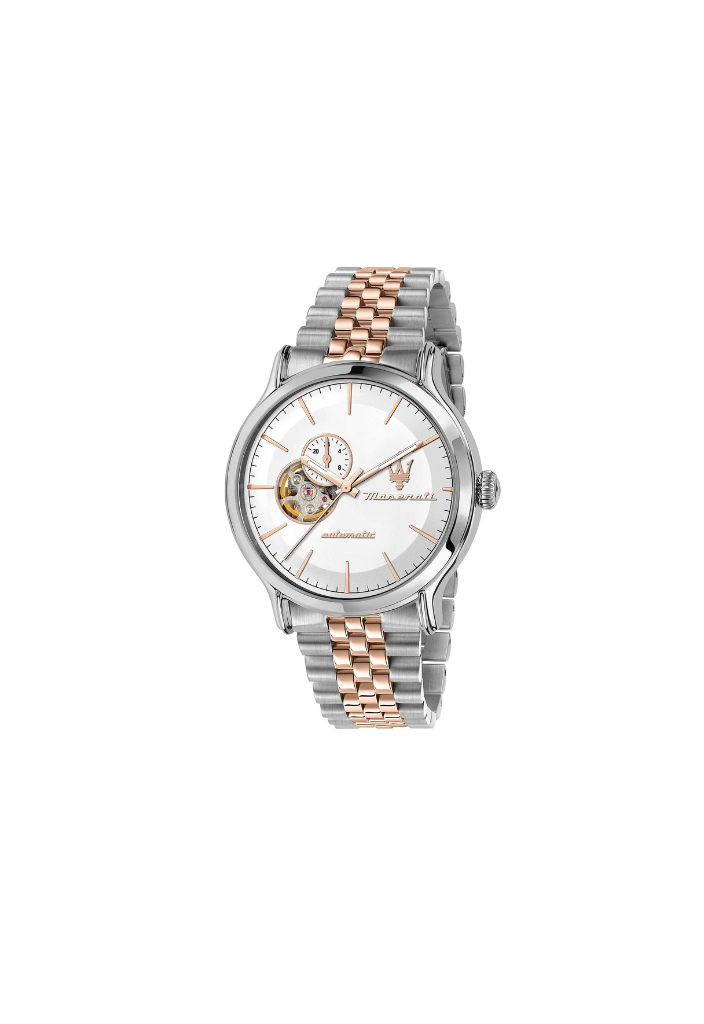 Maserati Epoca Automatico Silver & Oro Rosa 42mm – open heart