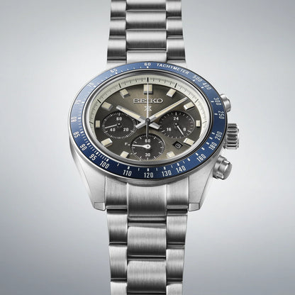 Seiko Prospex Speedtimer Solar Chronograph – Movimento Quarzo Solare, Grigio e Blu, 41,4mm – Cod. SSC939P1