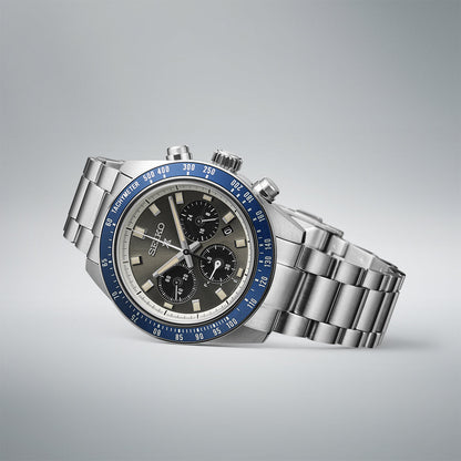 Seiko Prospex Speedtimer Solar Chronograph – Movimento Quarzo Solare, Grigio e Blu, 41,4mm – Cod. SSC939P1