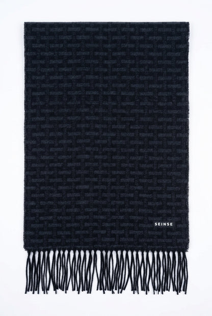 Sciarpa Elegante in Maglia Fantasia Multi-Texture con Frange – SEINSE