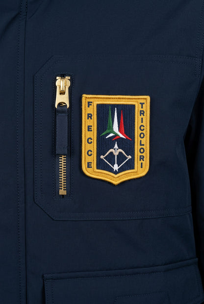Giubbotto Bomber da Uomo Militare con Collo in Pelliccia Eco - Blu Navy
