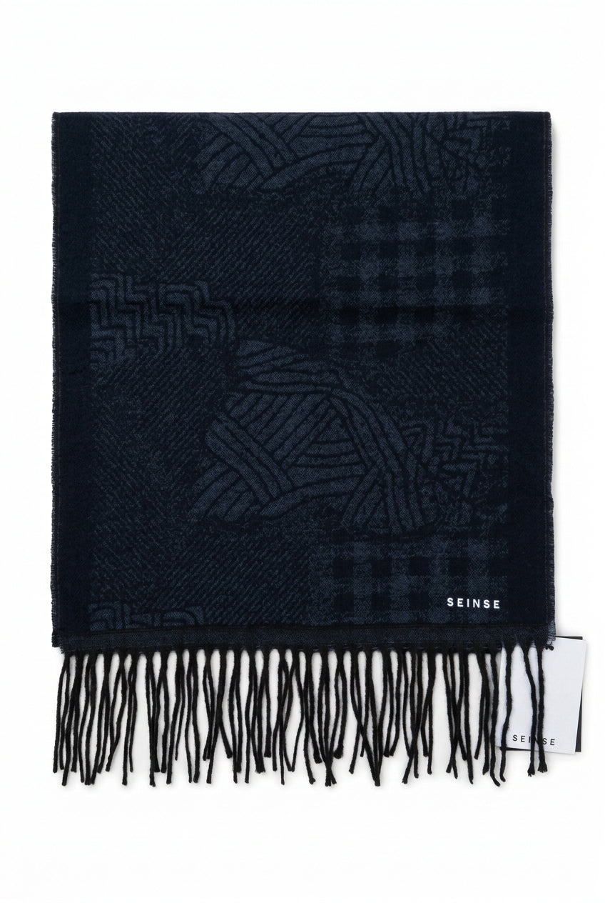 Sciarpa Elegante in Maglia Fantasia Multi-Texture con Frange – SEINSE