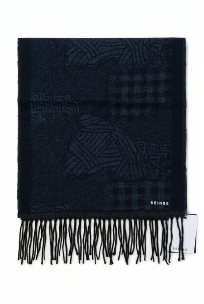 Sciarpa Elegante in Maglia Fantasia Multi-Texture con Frange – SEINSE
