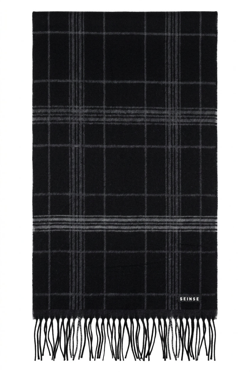 Sciarpa Elegante in Maglia Fantasia Multi-Texture con Frange – SEINSE