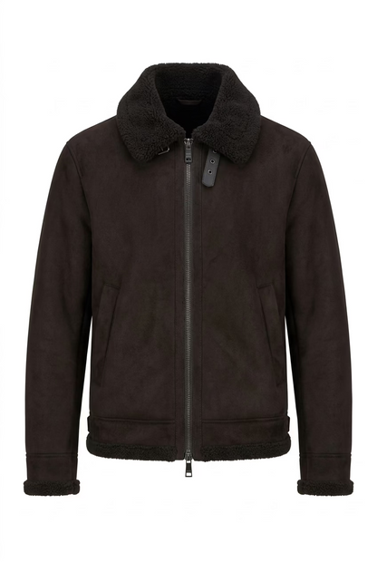 Giacca Shearling da Uomo in Finto Camoscio Nero - SEINSE