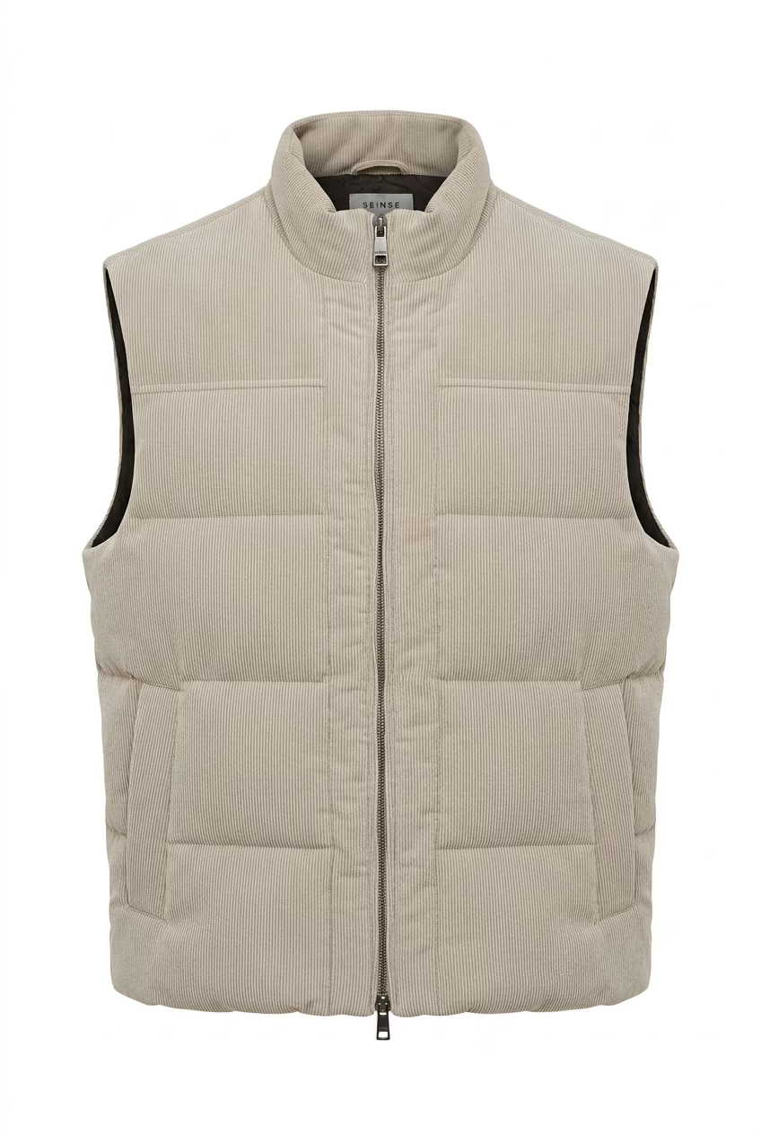 SEINSE Smanicato Imbottito in Velluto a Coste Beige
