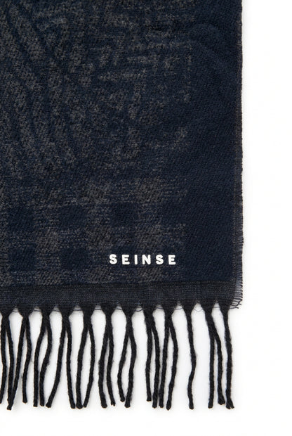 Sciarpa Elegante in Maglia Fantasia Multi-Texture con Frange – SEINSE