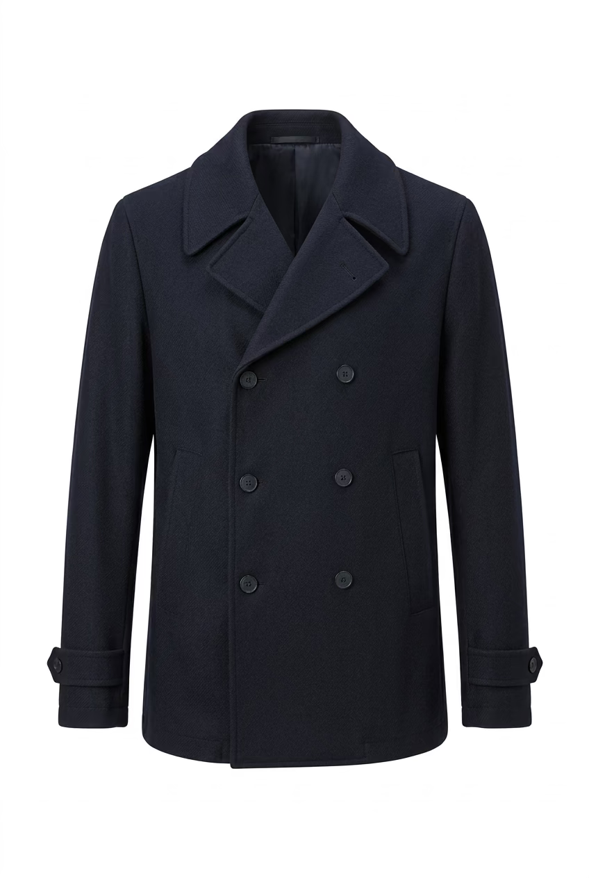 Seinse Caban Uomo Doppio Petto in Lana – Blu Notte