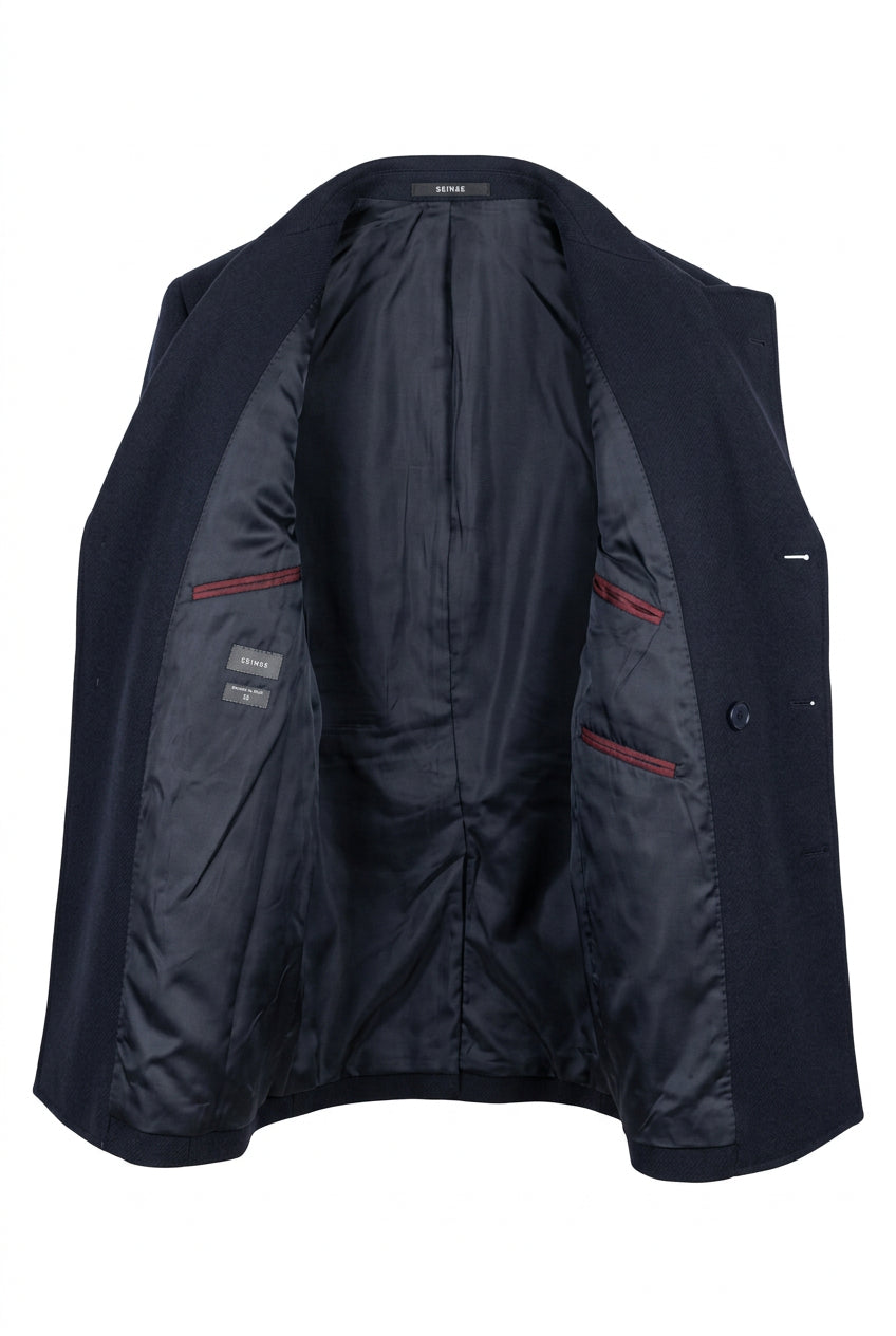 Seinse Caban Uomo Doppio Petto in Lana – Blu Notte