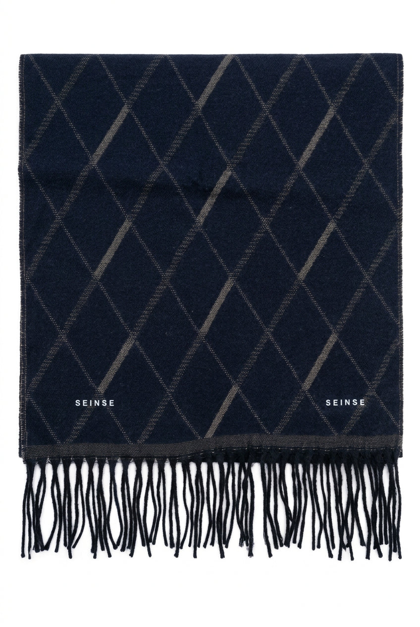 Sciarpa Elegante in Maglia Fantasia Multi-Texture con Frange – SEINSE