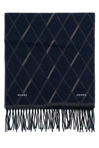Sciarpa Elegante in Maglia Fantasia Multi-Texture con Frange – SEINSE