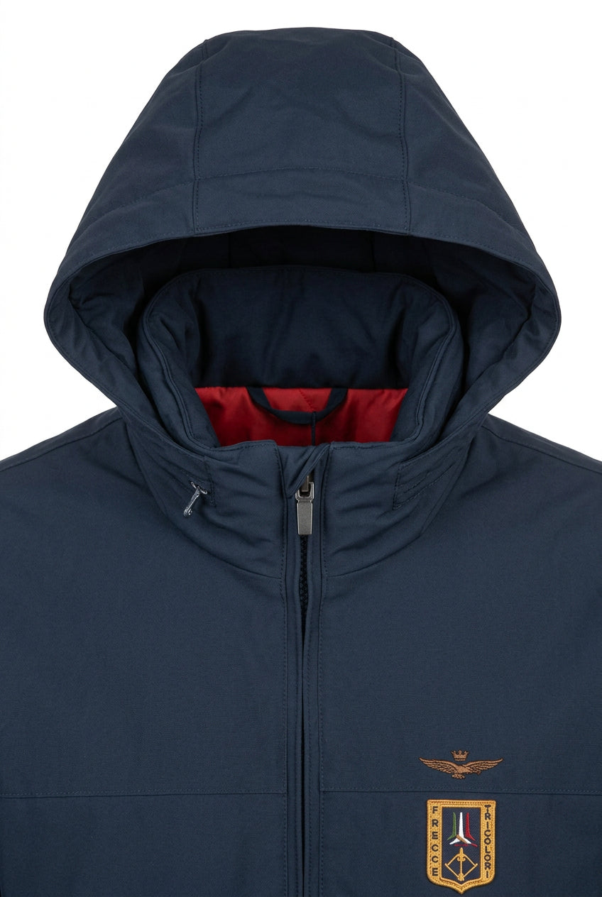 Giubbotto bomber da uomo con stemma ricamato – Blu Navy