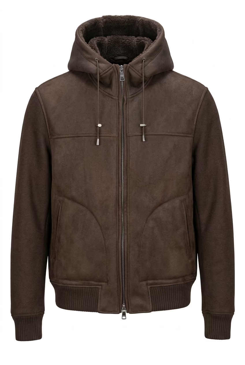 Seinse Giubbotto Con Cappuccio In Eco-Montone E Maglia -