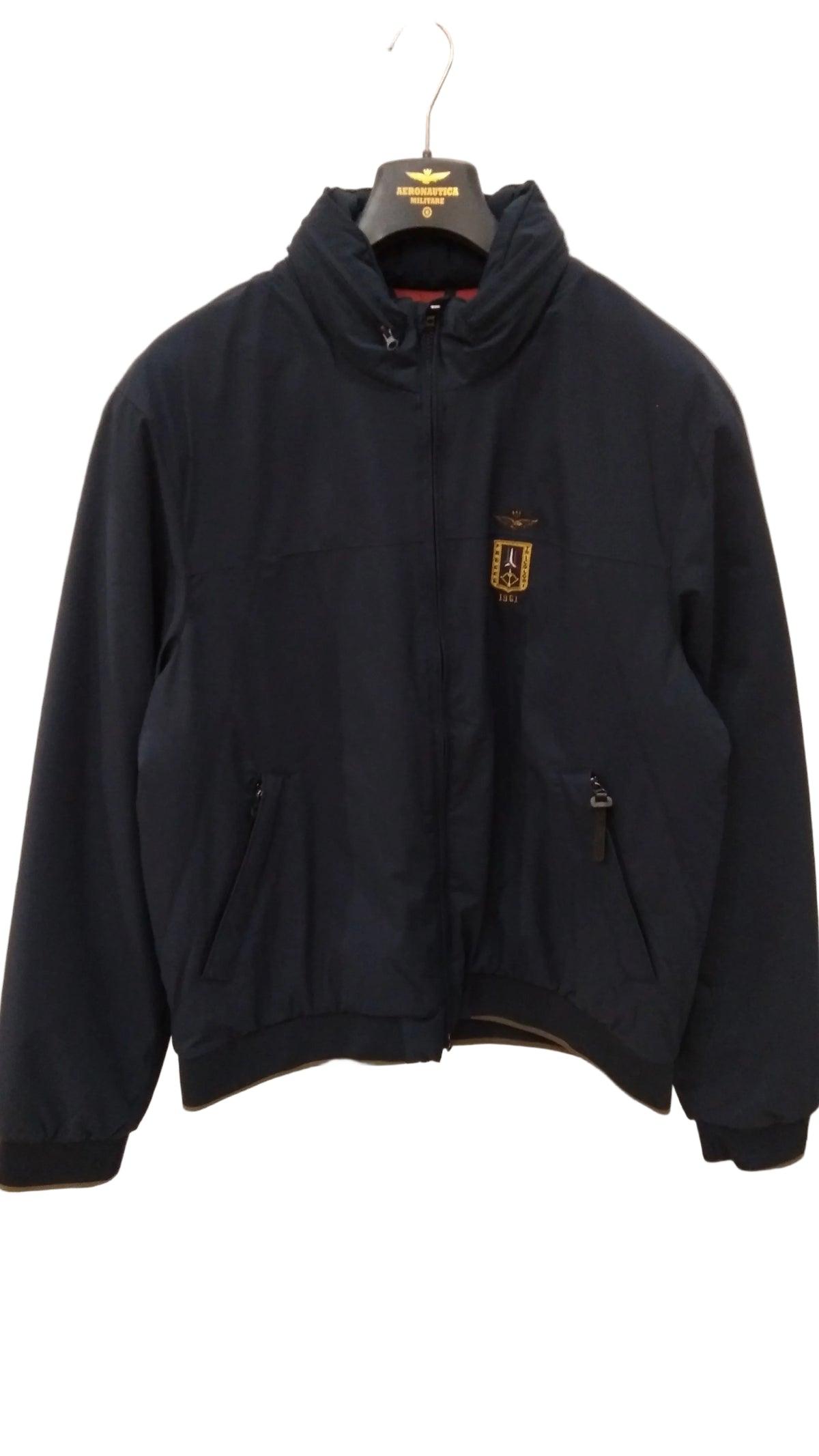 Giubbotto bomber da uomo con stemma ricamato – Blu Navy