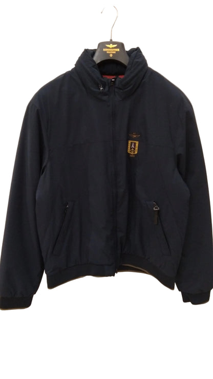 Giubbotto bomber da uomo con stemma ricamato – Blu Navy