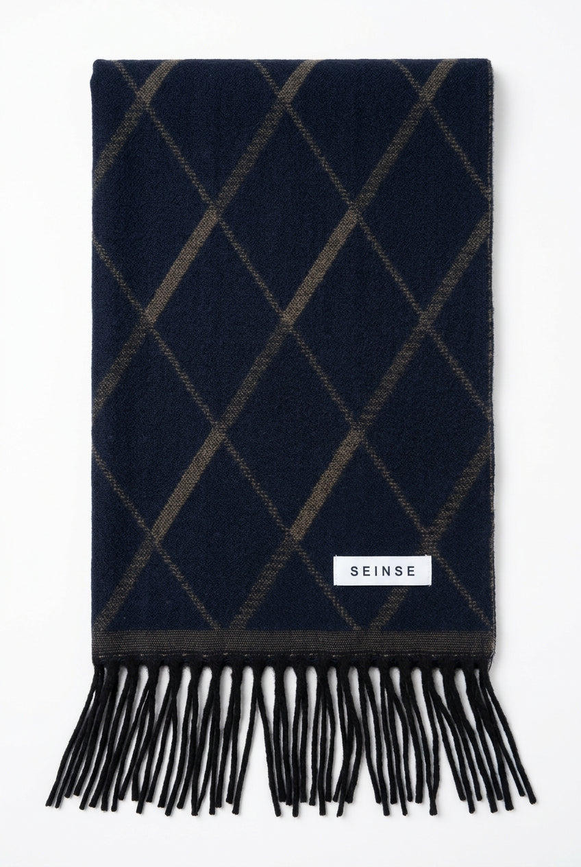 Sciarpa Elegante in Maglia Fantasia Multi-Texture con Frange – SEINSE