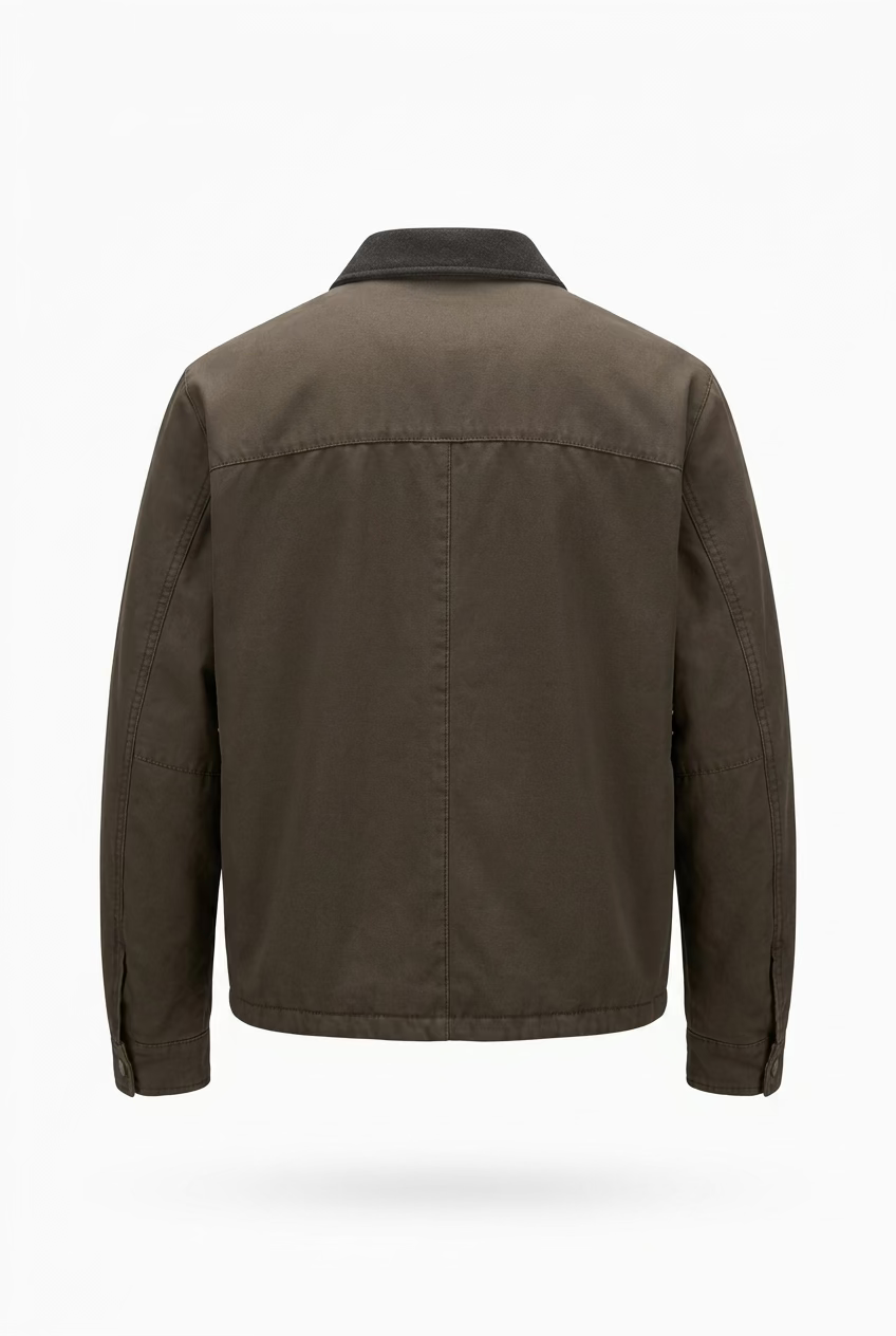 Seinse Giacca Field Jacket Verde Militare con Collo in Velluto