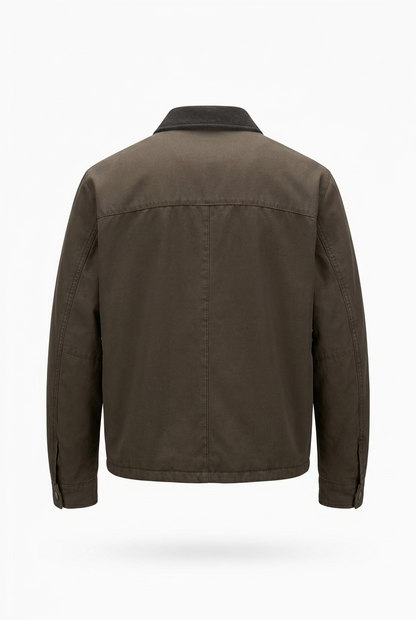 Seinse Giacca Field Jacket Verde Militare con Collo in Velluto