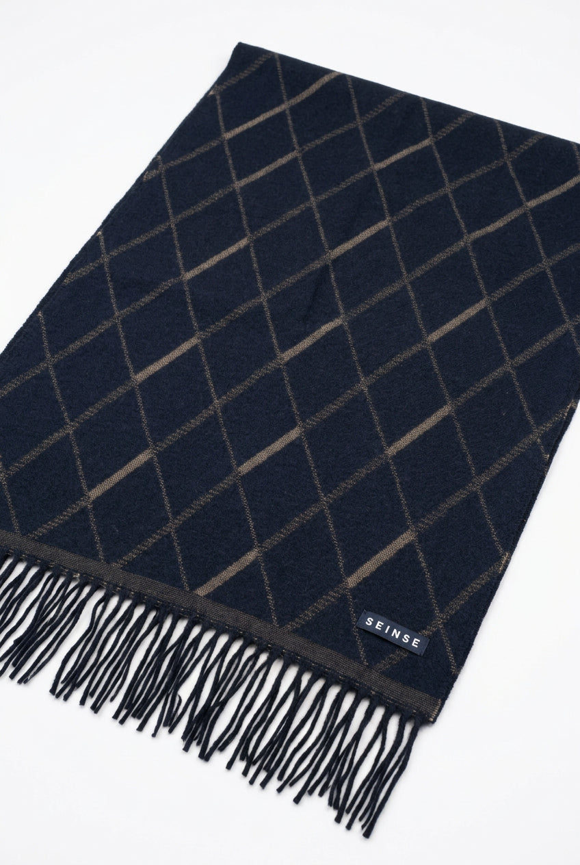 Sciarpa Elegante in Maglia Fantasia Multi-Texture con Frange – SEINSE
